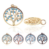 Micro Pave CZ Turquoise Tree of Life Charms for Women Jewelry