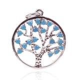 Micro Pave CZ Turquoise Tree of Life Charms for Women Jewelry