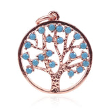 Micro Pave CZ Turquoise Tree of Life Charms for Women Jewelry