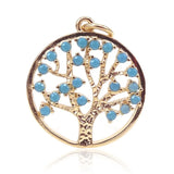 Micro Pave CZ Turquoise Tree of Life Charms for Women Jewelry