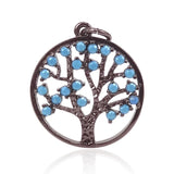 Micro Pave CZ Turquoise Tree of Life Charms for Women Jewelry