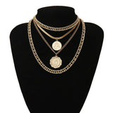 Vintage Portrait Pendant Necklace Cuban Chunky Choker Statement Jewelry