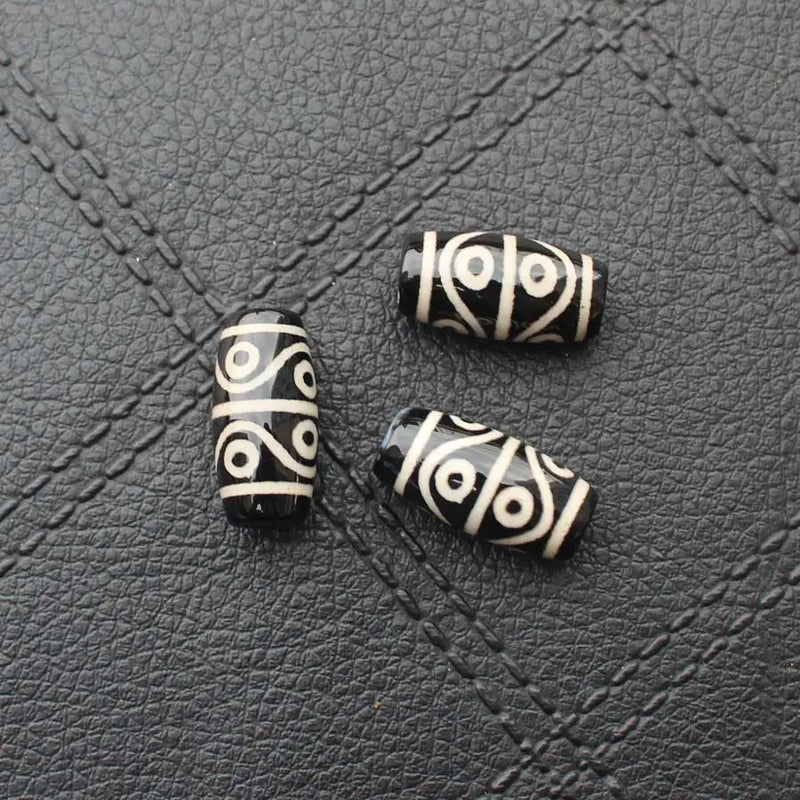 2Pcs 10X20mm Tibet Dzi Agates Beads DIY Jewelry Mixed Patterns