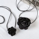 2Pcs Long Chain Rose Flower Necklace for Women Adjustable Clavicle Choker