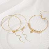 2Pcs 18K Plated Brass Adjustable Wire Cuff Bangle With Lobster Clasps