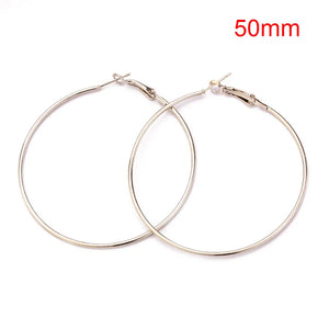 2Pcs O-shaped Hook Earrings Stainless Steel Circle Hoop 50mm Women Lady Gift