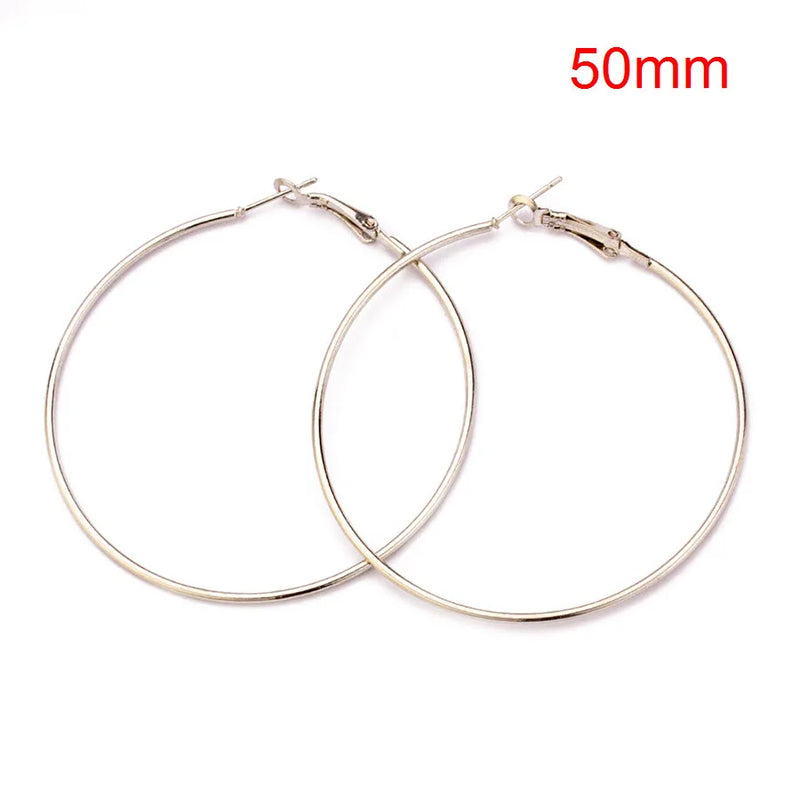 2Pcs O-shaped Hook Earrings Stainless Steel Circle Hoop 50mm Women Lady Gift