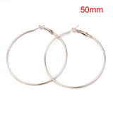 2Pcs O-shaped Hook Earrings Stainless Steel Circle Hoop 50mm Women Lady Gift