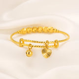 24KGold Bell Heart Baby Bangle Bracelet Kids Bangles Jewelry Gift