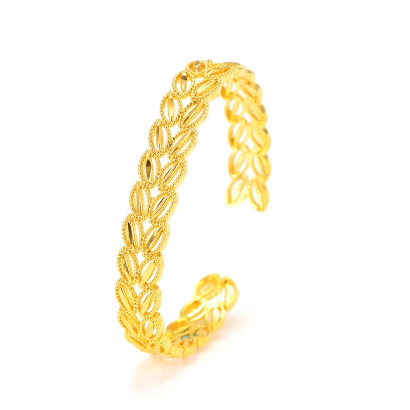 24KGold Bell Heart Baby Bangle Bracelet Kids Bangles Jewelry Gift
