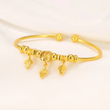 24KGold Bell Heart Baby Bangle Bracelet Kids Bangles Jewelry Gift