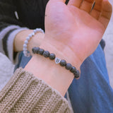 2Pcs A-Z Alphabet Stone Bead Bracelet Heart Charm Personalized Men Women