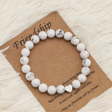 2Pcs A-Z Alphabet Stone Bead Bracelet Heart Charm Personalized Men Women