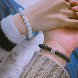 2Pcs A-Z Alphabet Stone Bead Bracelet Heart Charm Personalized Men Women