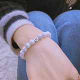 2Pcs A-Z Alphabet Stone Bead Bracelet Heart Charm Personalized Men Women