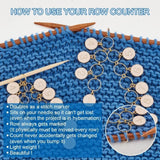 2Pcs Flat Round Charm Knitting Row Counter Chains Numbers Enamel Stitch Marker