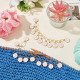 2Pcs Flat Round Charm Knitting Row Counter Chains Numbers Enamel Stitch Marker