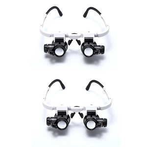 2Pcs Double Eye Loupe Head Wearing Magnifier