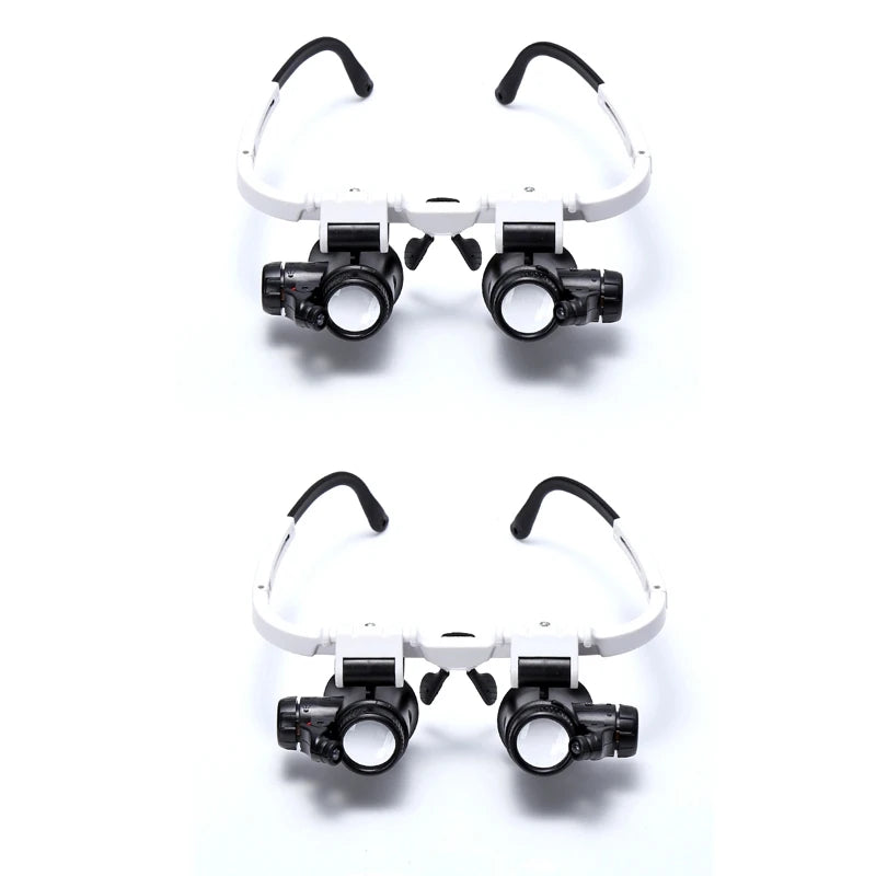 2Pcs Double Eye Loupe Head Wearing Magnifier