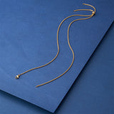 2Pcs Adjustable Stainless Steel Snake Chains with Stopper Beads for Necklace
