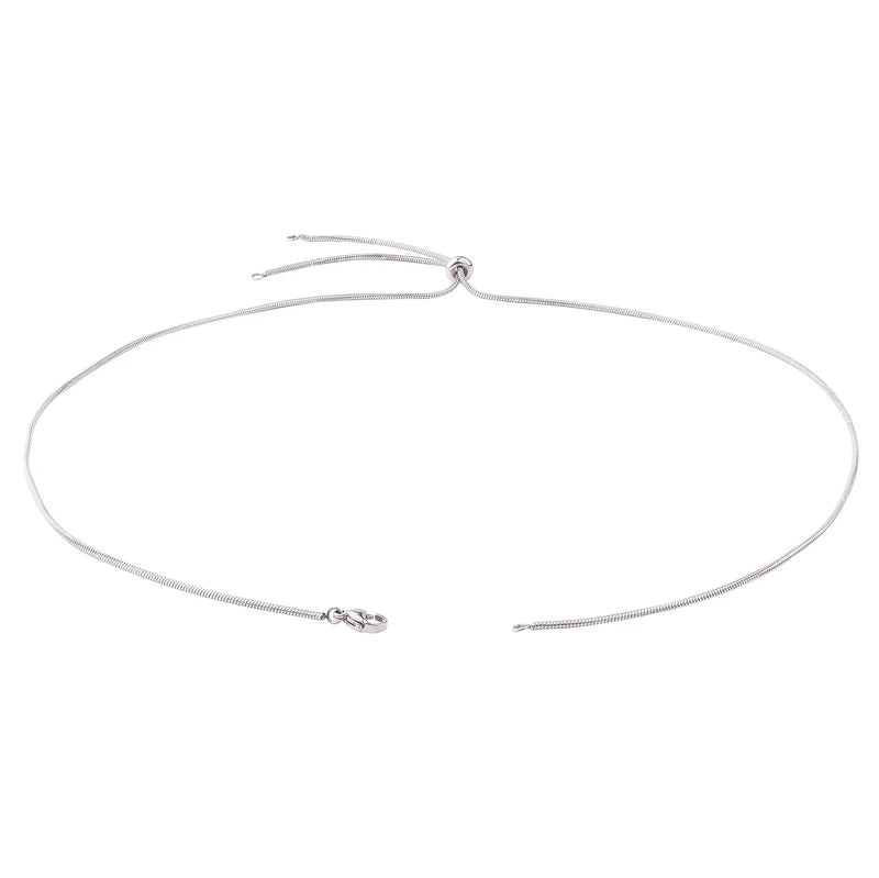 2Pcs Adjustable Snake Chains with Slider Stopper Beads for Necklace