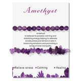 2Pcs Amethysts Bracelet Natural Stone Beads Bracelets For Women Men Hematite Gar