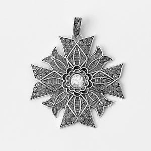 2Pcs Antique Silver Flower Cross Charms Pendant with 10mm Round Blank Setting