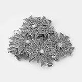 2Pcs Antique Silver Flower Cross Charms Pendant with 10mm Round Blank Setting