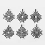 2Pcs Antique Silver Flower Cross Charms Pendant with 10mm Round Blank Setting