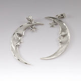 2Pcs Antique Silver Moon Sun Face Pendant Charms For Necklace Jewelry Making