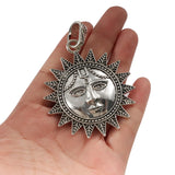 2Pcs Antique Silver Moon Sun Face Pendant Charms For Necklace Jewelry Making