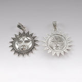 2Pcs Antique Silver Moon Sun Face Pendant Charms For Necklace Jewelry Making