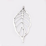 2Pcs Antique Silver Large Leaf Pendant 95x46mm