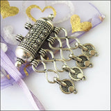 2Pcs Silver Barrel Flower Tassels Charms Pendants 43x50mm