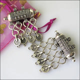 2Pcs Silver Barrel Flower Tassels Charms Pendants 43x50mm