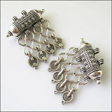 2Pcs Silver Barrel Flower Tassels Charms Pendants 43x50mm
