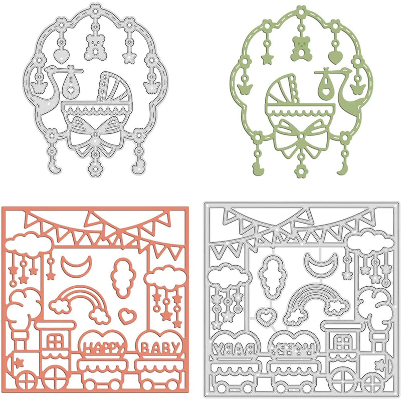2Pcs Baby Metal Cutting Dies for Scrapbook Cards Decoration