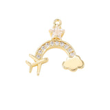 2Pcs Airplane Rainbow Charm Pendants for DIY Jewelry Making