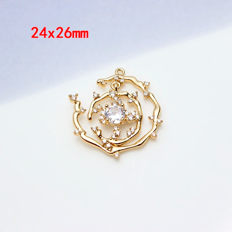 Brass CZ Moon Star Charms Celestial Drop Earrings DIY Jewelry Making