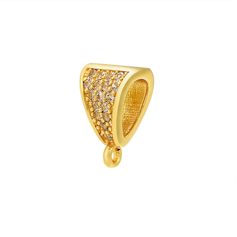2Pcs Brass Micro Pave Zircon Slider Tube Bail, Triangle Bails