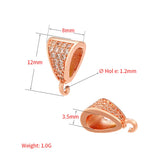 2Pcs Brass Micro Pave Zircon Slider Tube Bail, Triangle Bails
