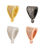 2Pcs Brass Micro Pave Zircon Slider Tube Bail, Triangle Bails