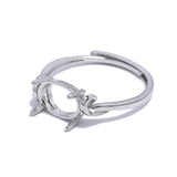 2Pcs Brass Prong Claw Semi Mount Moissanite Ring Settings 7x9mm Oval