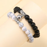 2Pcs Yin Yang Charm Bead Couple Bracelets Natural Stone Wristlets