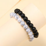 2Pcs Yin Yang Charm Bead Couple Bracelets Natural Stone Wristlets