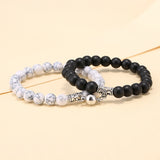 2Pcs Yin Yang Charm Bead Couple Bracelets Natural Stone Wristlets