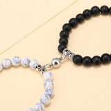 2Pcs Yin Yang Charm Bead Couple Bracelets Natural Stone Wristlets