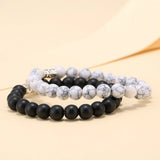 2Pcs Yin Yang Charm Bead Couple Bracelets Natural Stone Wristlets