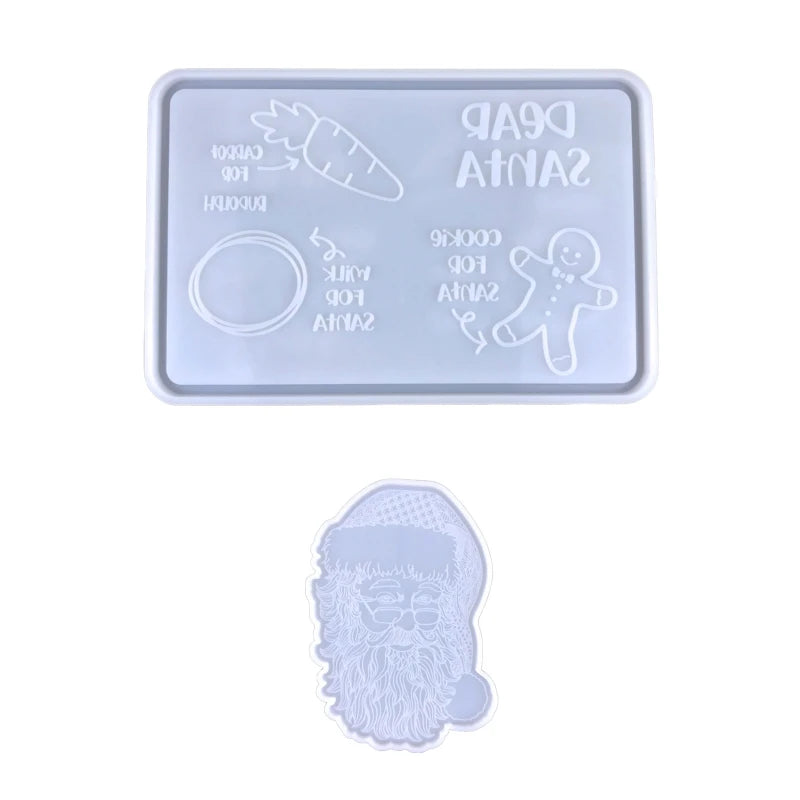 2Pcs Christmas Coaster Crystal Epoxy Mold Xmas Tray Resin Silicone Mold
