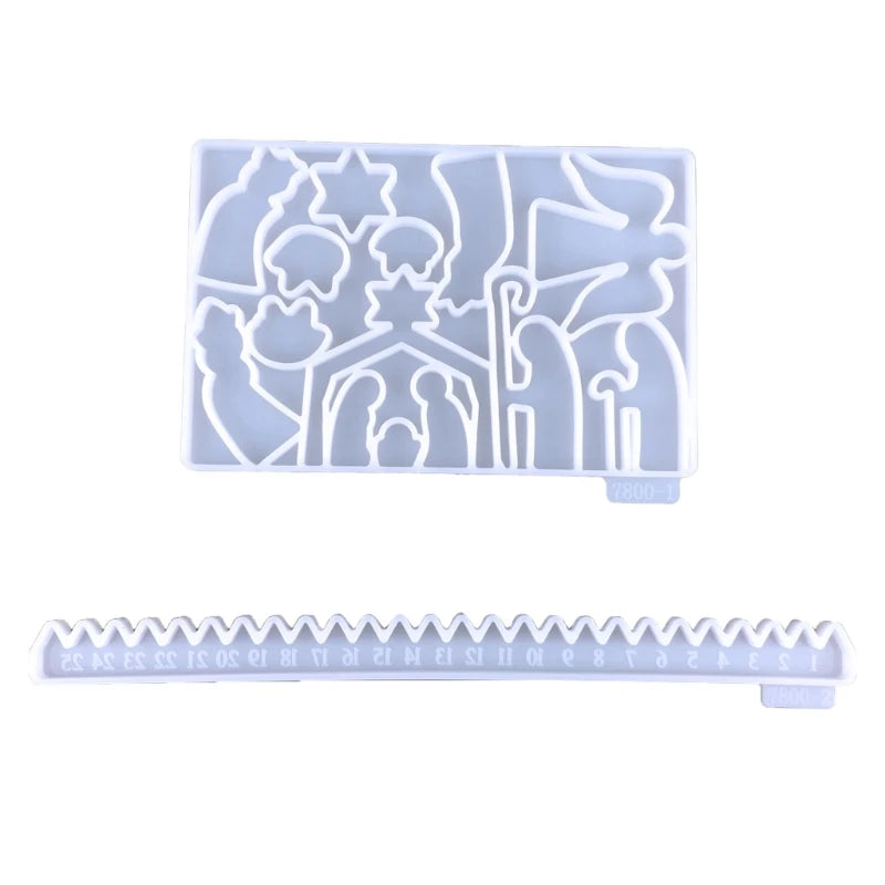 2Pcs Christmas Count Down Calendar Resin Mold Home Decoration
